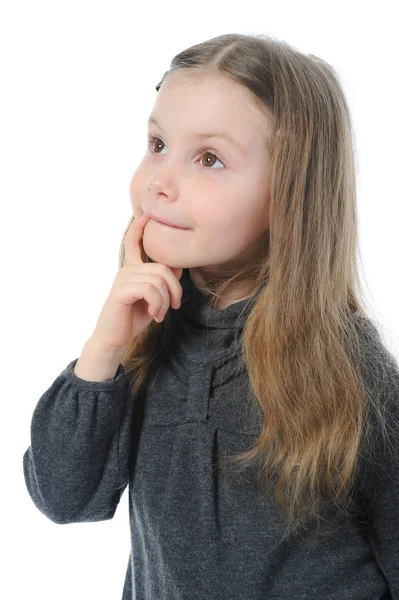 Dalgın, küçük ve güzel bir kızın portresi — Stok fotoğraf