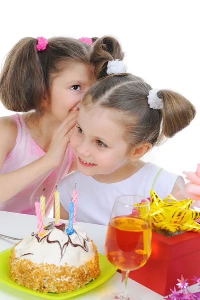 Beautiful little girl celebrates birthday Royalty Free Stock Photos