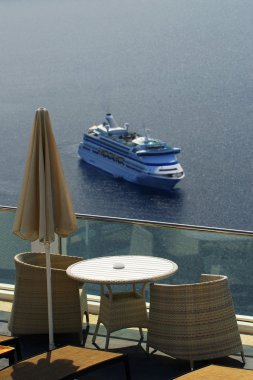 Santorini, view from balcony. clipart