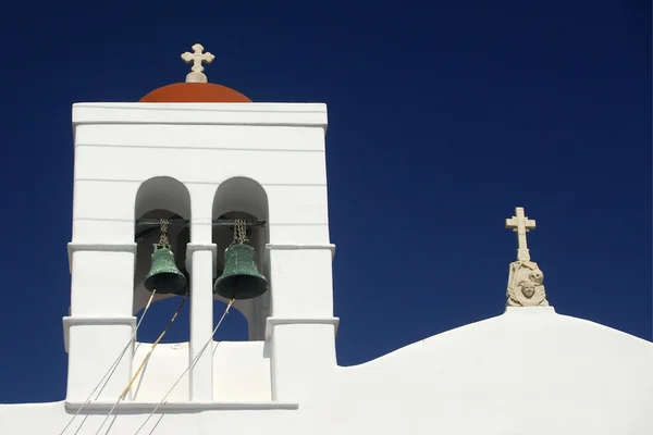 Domo de iglesia y campanario. Mykonos —  Fotos de Stock
