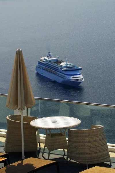 Santorini, vista da varanda . — Fotografia de Stock