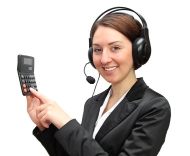 telefon operatörü ile hesap makinası