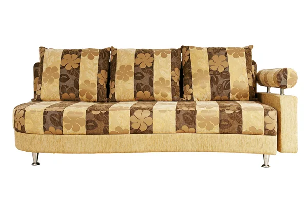Beige soffa isolerad på vit bakgrund — Stockfoto