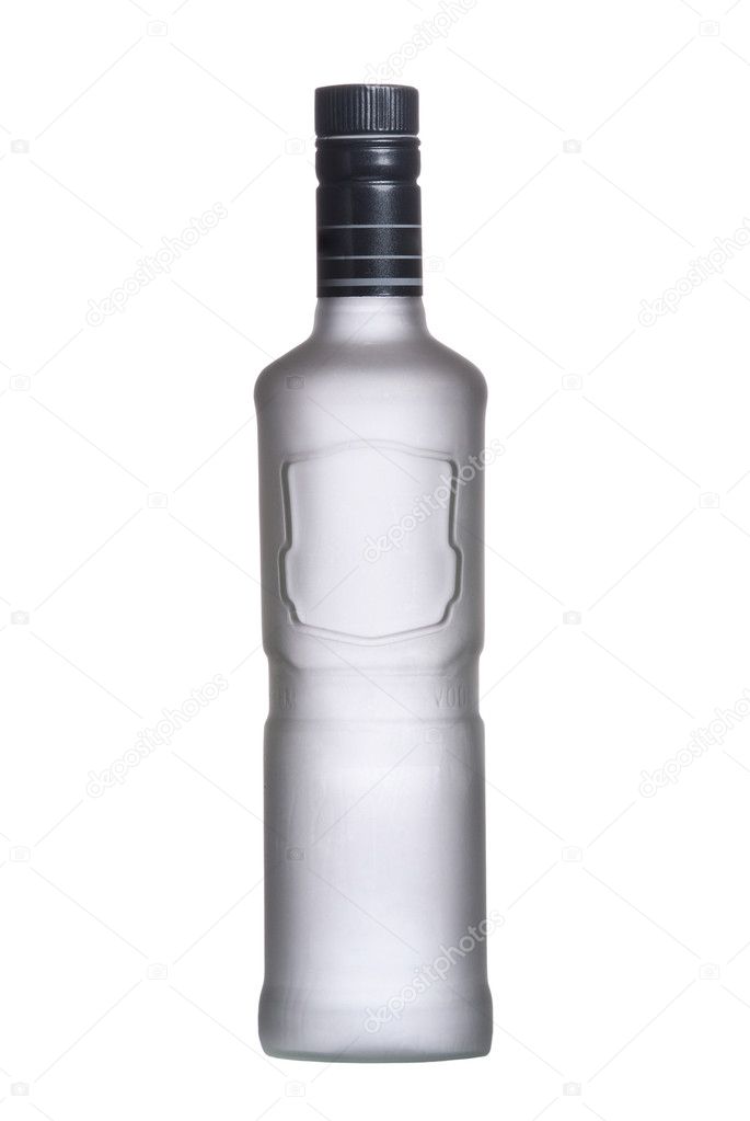 Bottle iced of vodka isolated on white background