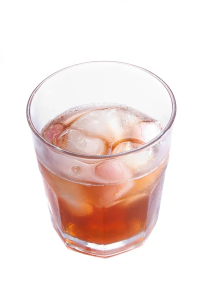 The misted over glass of whisky with an ice — Stock Photo, Image