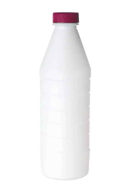 Молочна пляшка з фіолетовою кришкою — стокове фото