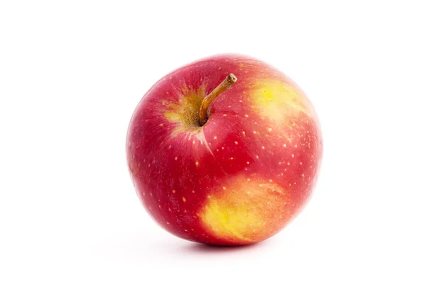 Red and yellow apple with a drop a shadow in white background — Stock Photo, Image