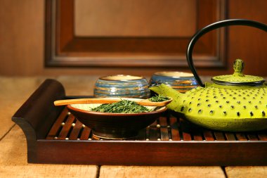 Green cast iron teapot clipart