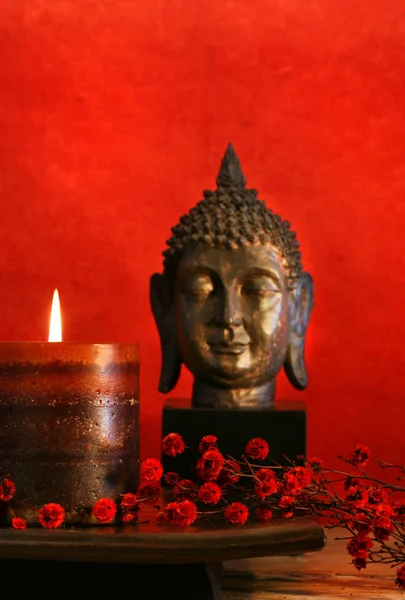 Tema asiatico con candela — Foto Stock
