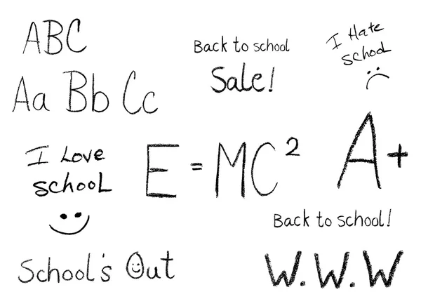 Selection of Back to school "chalkboard like" phrases — Stock Photo, Image