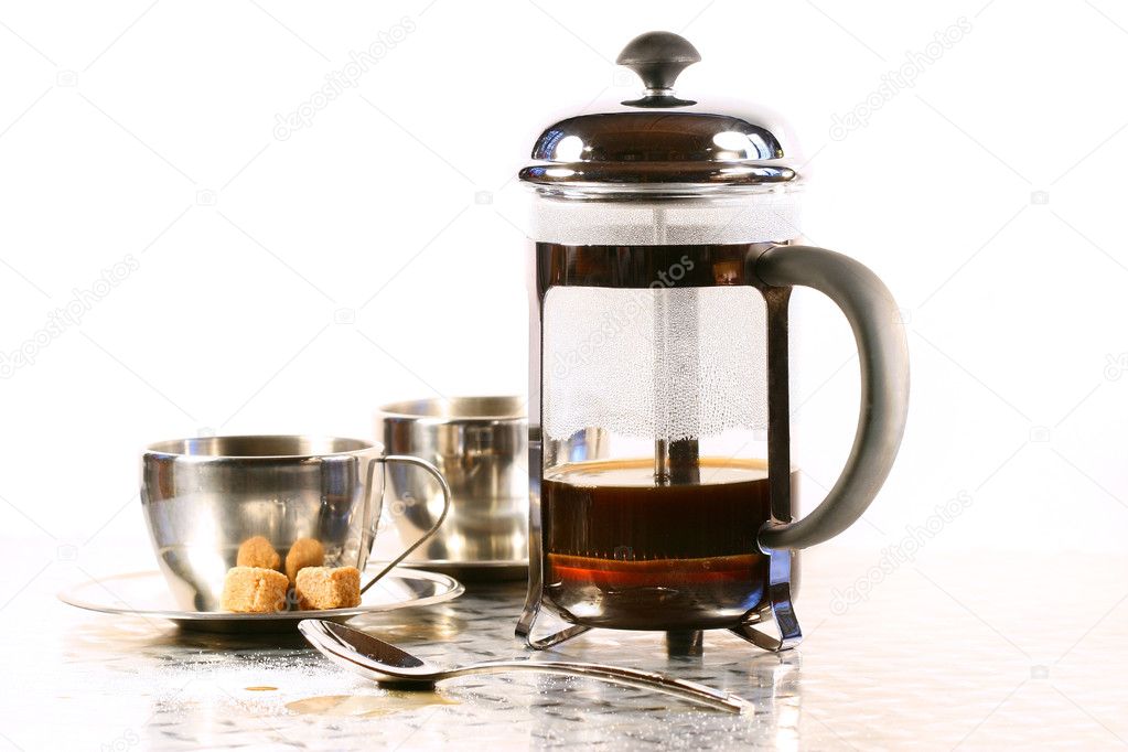 Coffee cups with french press