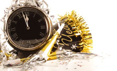 Waiting for the New Year with clock clipart