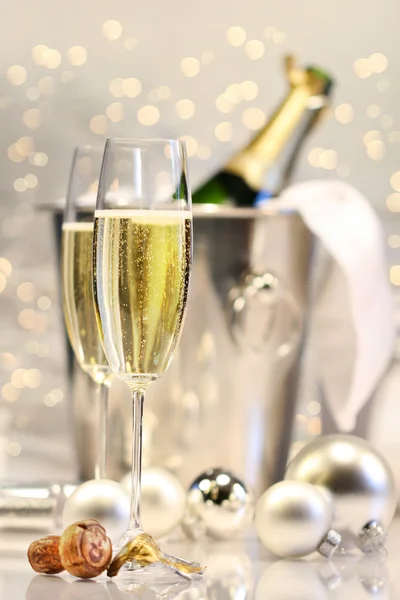 Zilveren champagne partij — Stockfoto