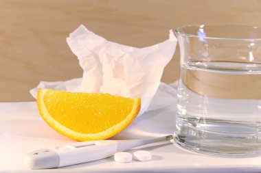 Vitamin C to fight a cold clipart
