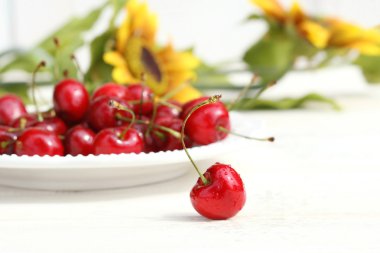 Cherries with sunflowers clipart