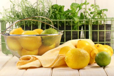 Lemons and herbs clipart