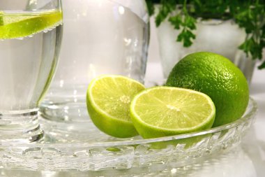 Limes and sparkling water clipart