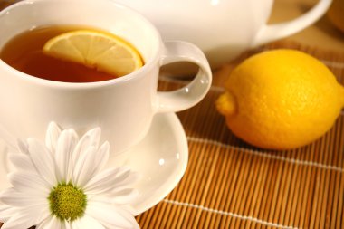 Tea and lemon slice clipart