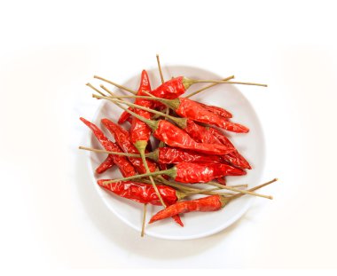 Bowl of red peppers on white