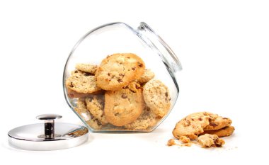 Homemade cookies in glass jar on white clipart