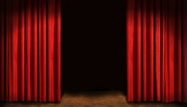 Red drapes and dark background clipart