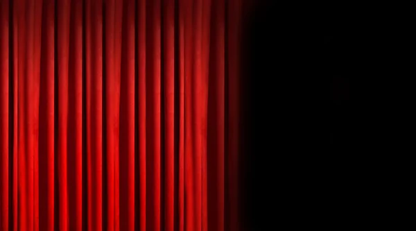 Rode theater gordijn met tegenspeler in dark shadows — Stockfoto