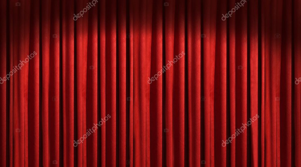 rode theater gordijn met tegenspeler in dark shadows — Stockfoto ... rode theater gordijn met tegenspeler in dark shadows — Stockfoto ...