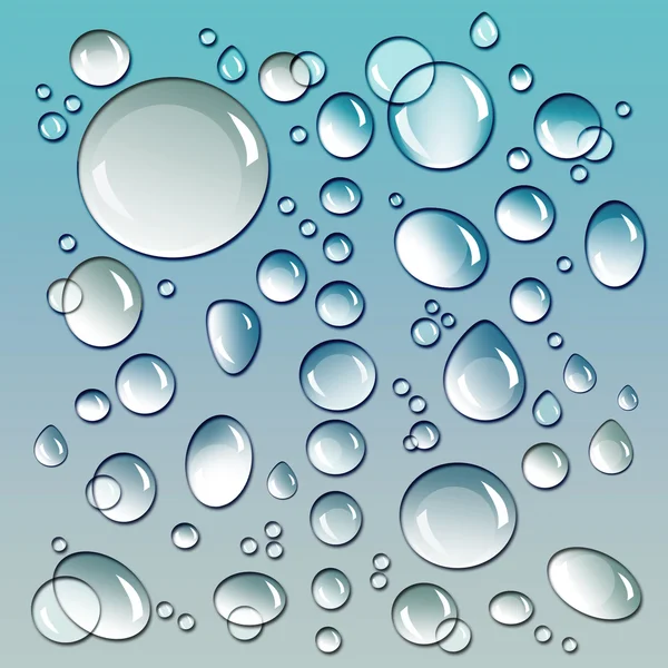 Gotas de tamanho diferente na superfície colorida — Fotografia de Stock