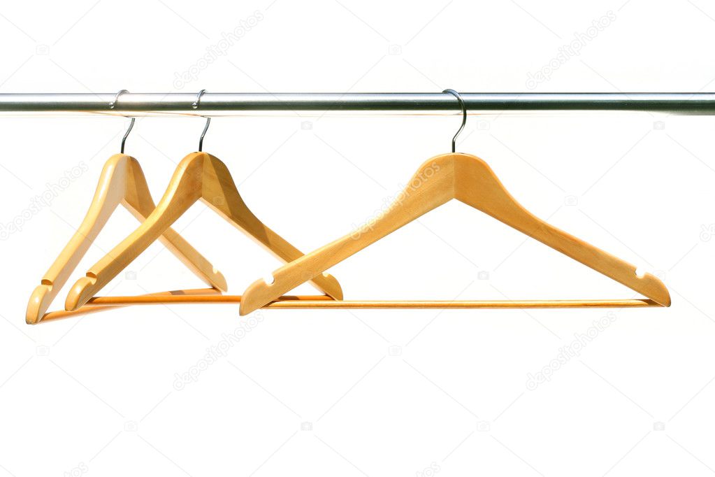 Three coathangers on a clothes rail