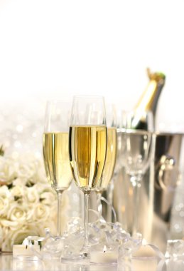 Glasses of champagne for a wedding clipart