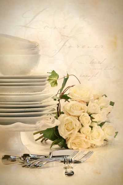 Ассортимент тарелок для свадьбы — стоковое фото