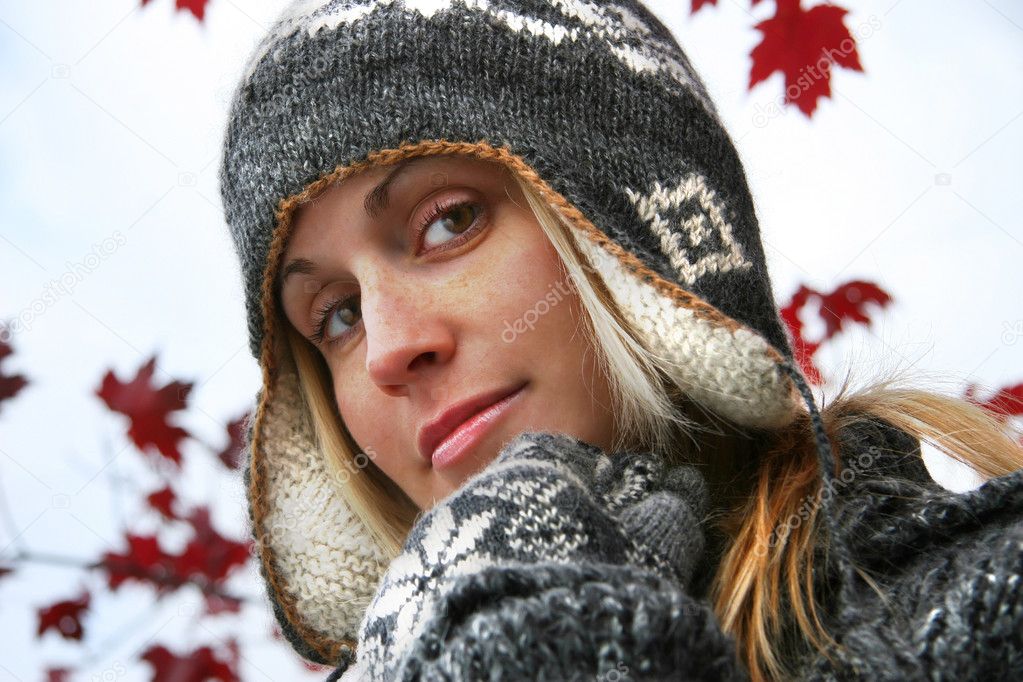 Young woman with winter hat