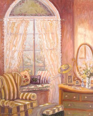 Whimiscal oil painting of a child's bedroom clipart