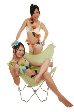 Two beautiful Chinese girls. clipart