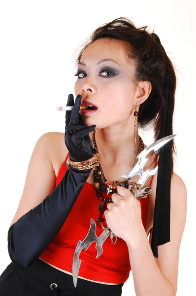 stock image Young Chinese pirate girl.