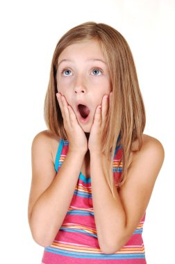 Young girl is scared. clipart