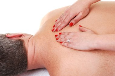 Man getting back massage. clipart