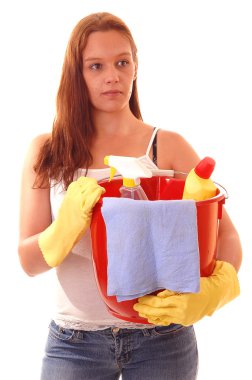 Woman housecleaning. clipart