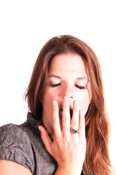 Mujer joven bostezando . —  Fotos de Stock