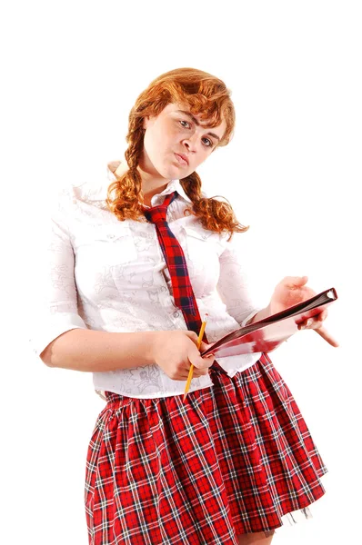 Schoolmeisje in uniform. — Stockfoto
