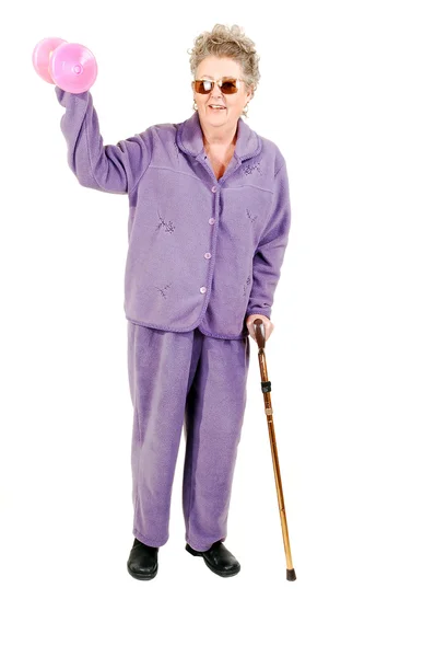 Senior woman with cane. — Stock Photo, Image