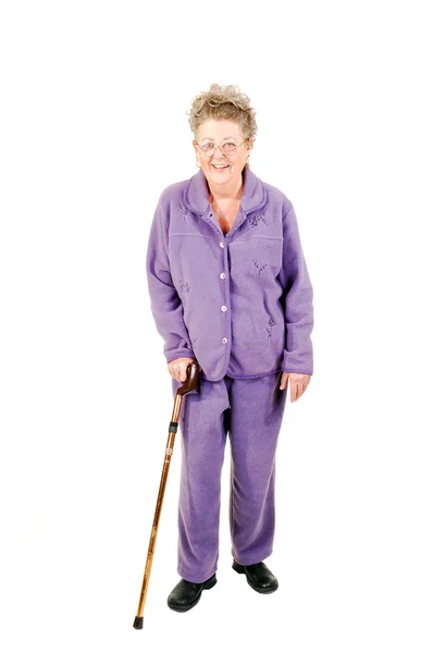 Donna anziana con canna . — Foto Stock