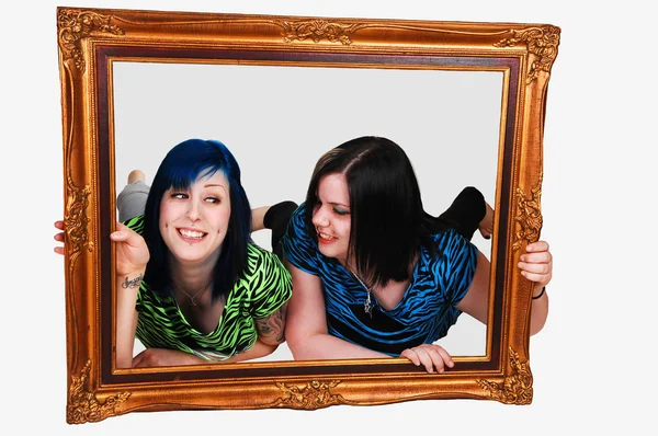 Twee meisjes in frame. — Stockfoto