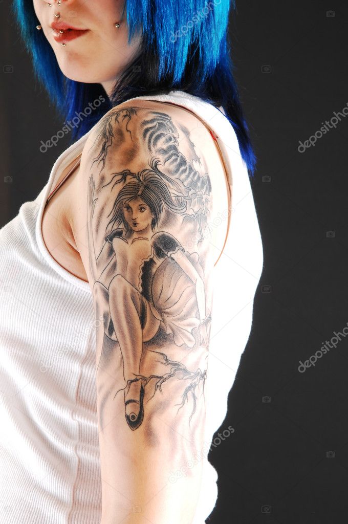 Girl with girl tattoo.