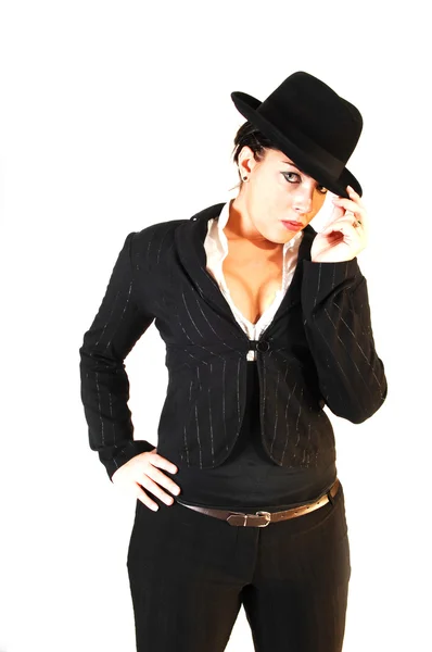Mujer de negocios con sombrero. — Stockfoto