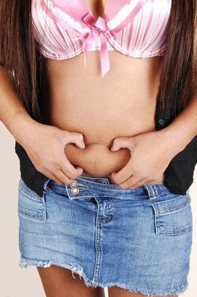 脂肪胃を持つ女性. — ストック写真