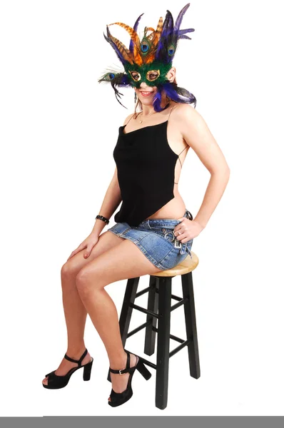Krásná žena s prolnutí okrajů masky. — Stock fotografie