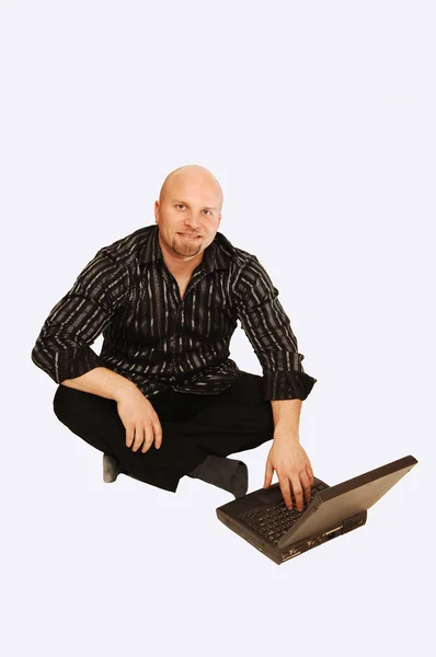 Człowiek z laptopem. — Zdjęcie stockowe