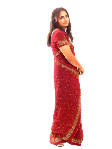 Indian lady w jej rodzimej sukience. — Zdjęcie stockowe