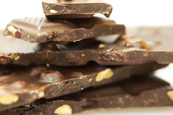 Stosy kawałki czekolady — Zdjęcie stockowe